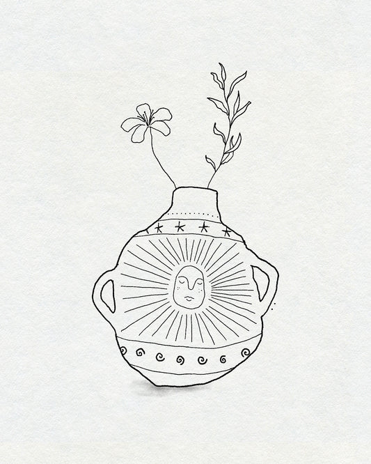 Sunshine vase with flower and vine