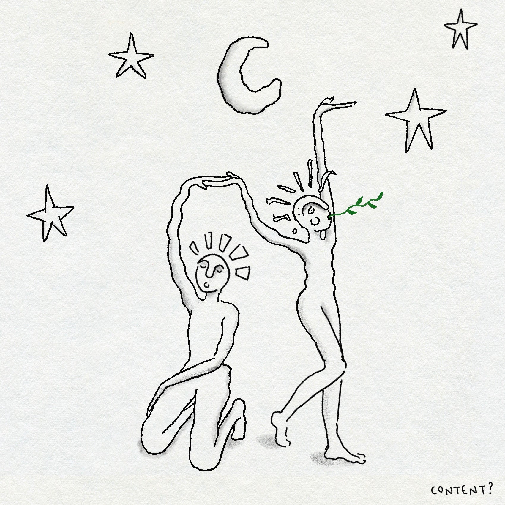 Linework Doodle Tattoo Design Showing Dancing Figures Suitable For Back Placement Drawn In Linework Doodle Style by Eli Inking